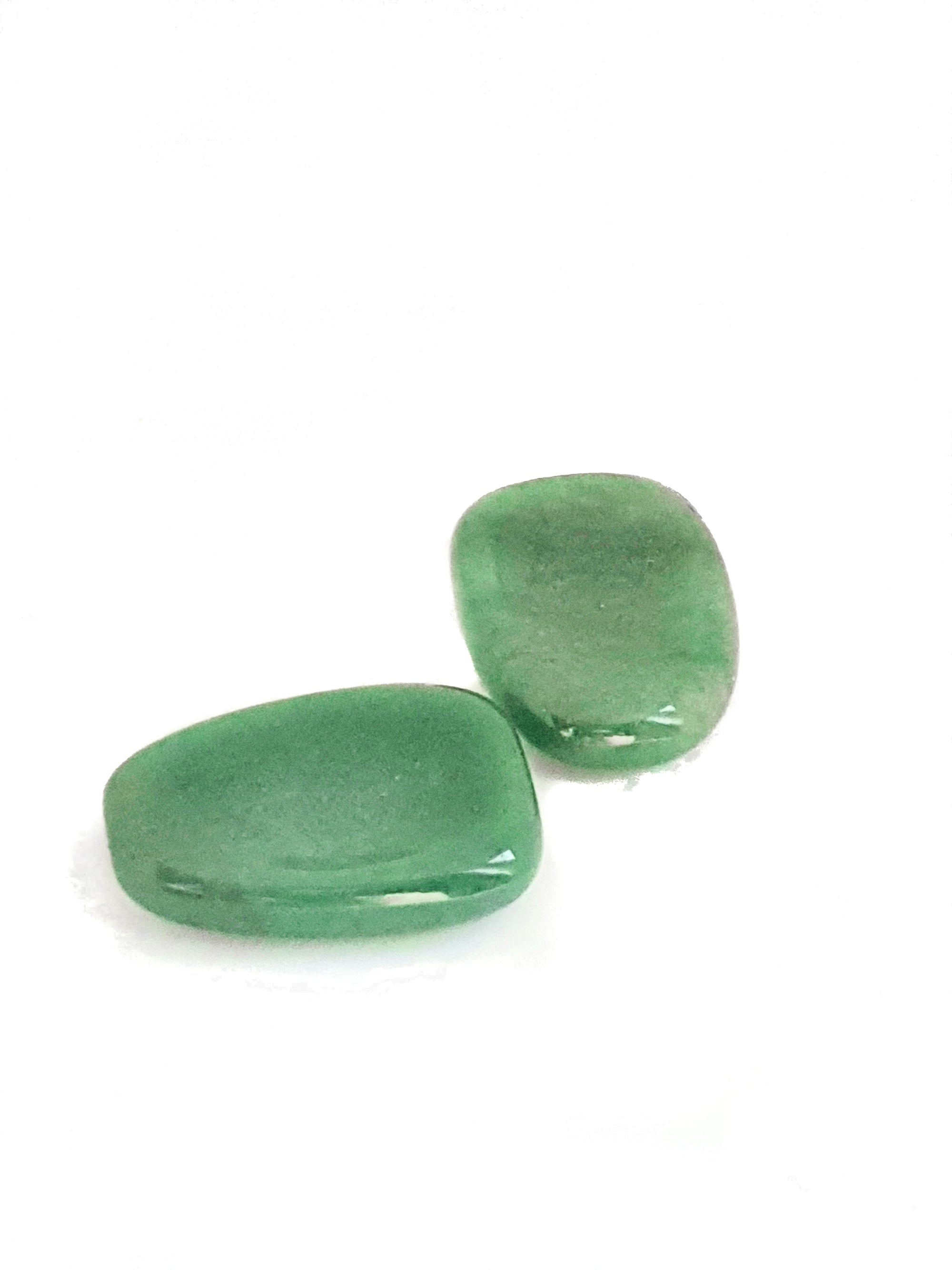 two green aventurine worry stones