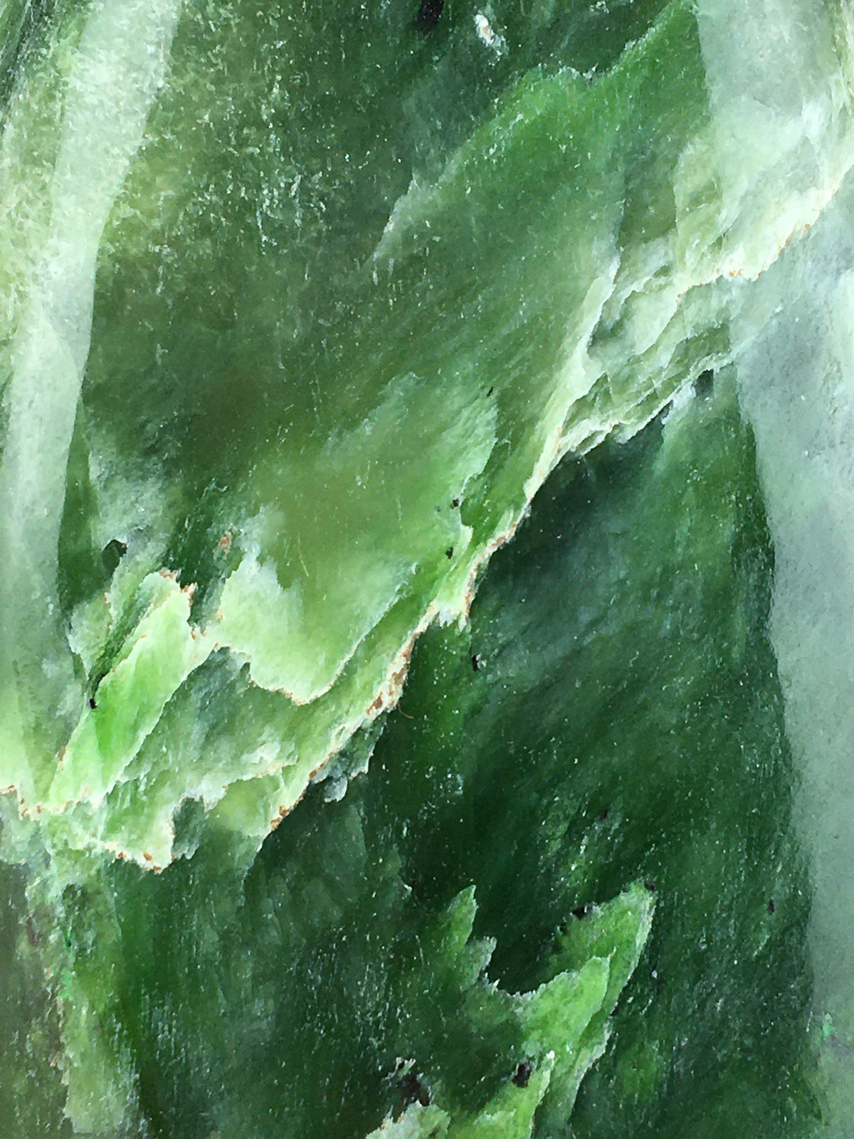 close up of a sample of Nephrite jade.