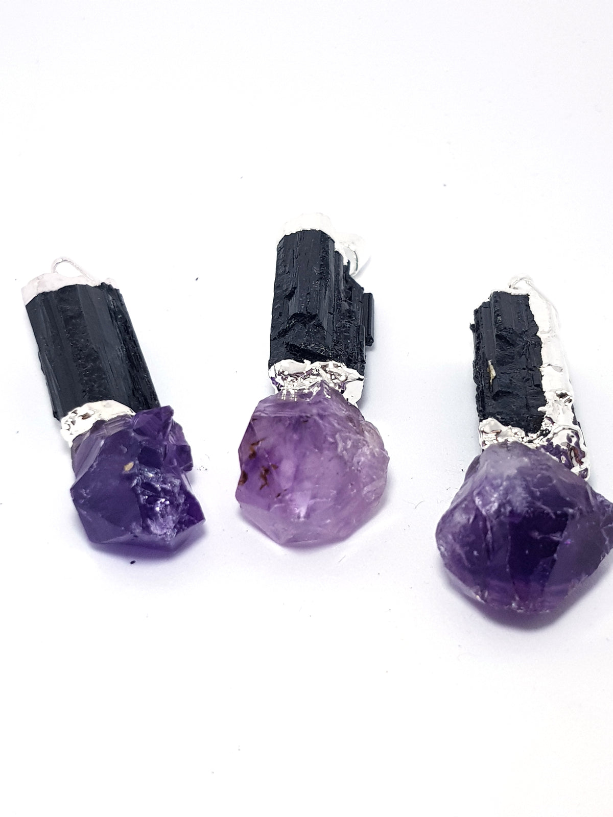 Amethyst and black tourmaline pendant - The Science of Magic 