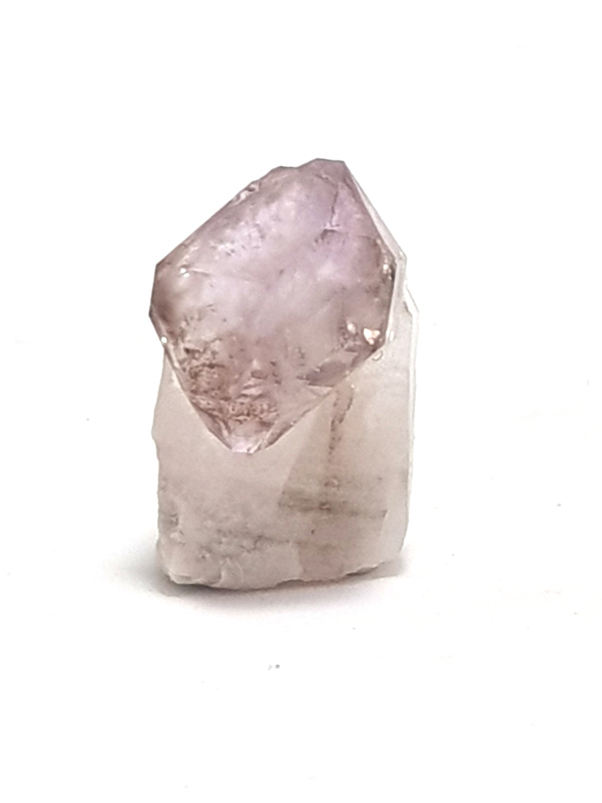 amethyst sceptre micromount. This is a double terminated amethyst crystal on a white quartz point