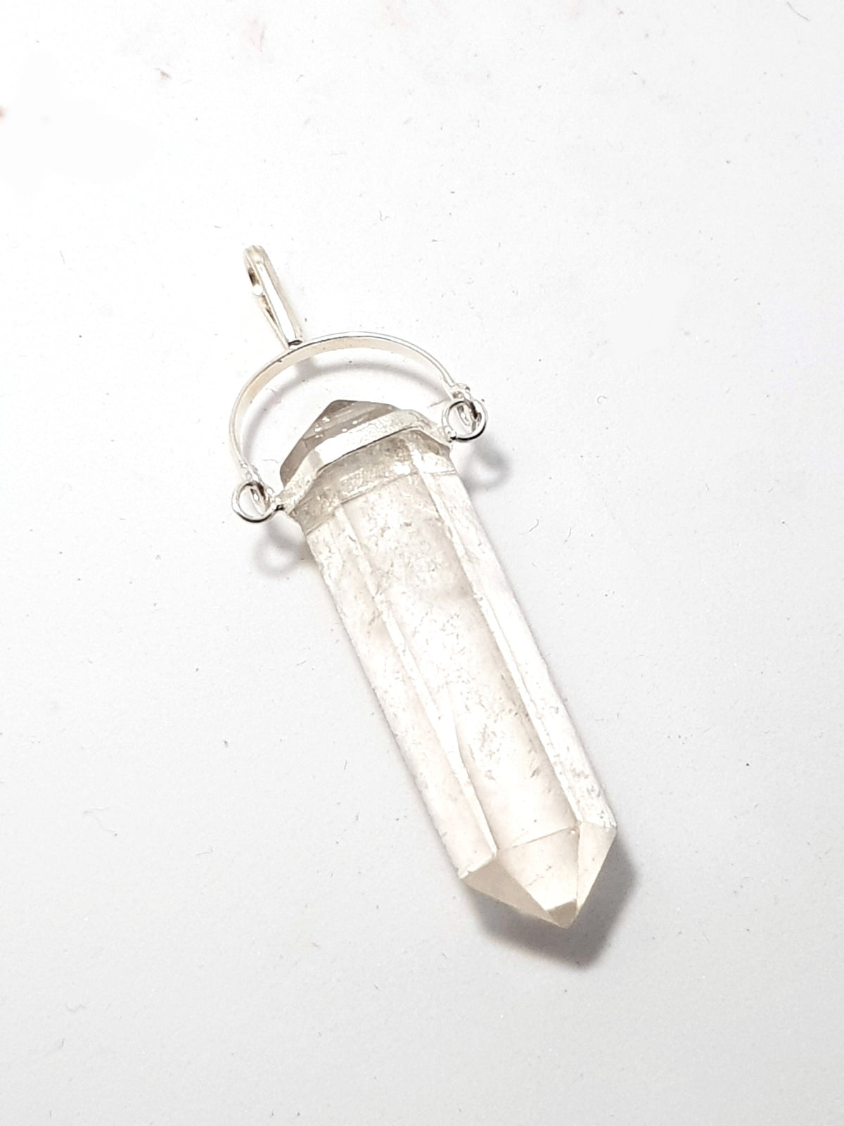 quartz pendant with metal bezel