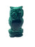 A carved malachite owl. Miniature. Dark green to pale green banded malachite.